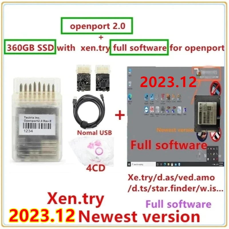 2023 Diagnostic Software Xentry 2023.12 Full Xentry Software  Vedia.m DT.S WI.S EP.C Installed Well in 360gb SSD with Openport 2