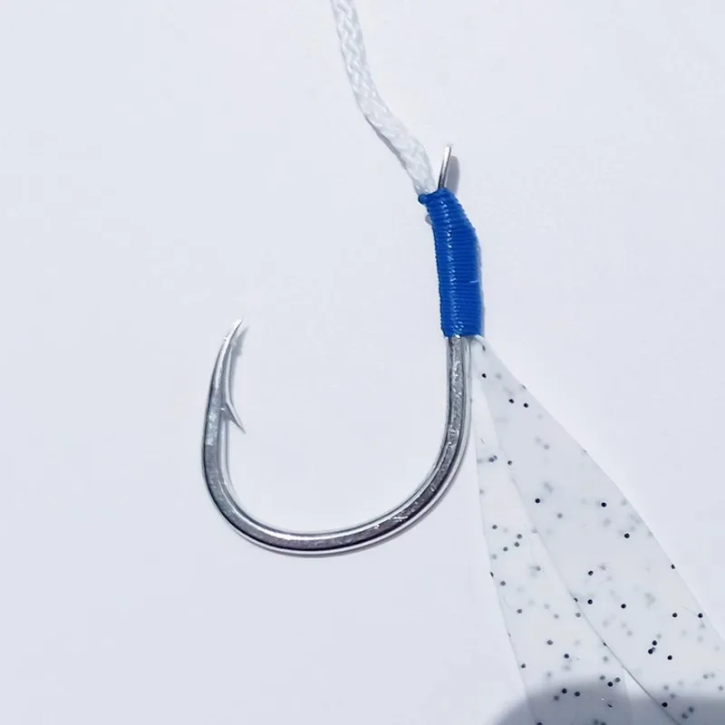 5 أزواج 10 # 12 # 14 # 16 # 18 # 20 # خطافات طُعم تهزهز عالية الكربون، خطافات مساعدة شائكة مزدوجة للمياه المالحة، خطاف قفز سريع وبطيئة #6