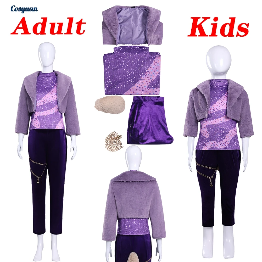 

Косплей с рисунком зоопарка, фиолетовый топ, брюки, детские и женские тканевые вечерние маскировочные костюмы для ролевых игр, детский костюм на Хэллоуин, карнавальные наряды, костюмы