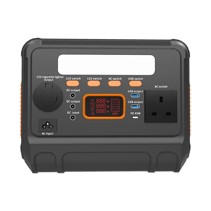 Portable 600W/1200W lithium battery pack solar power station MPPT controller mobile outdoor generator 220V camping socket