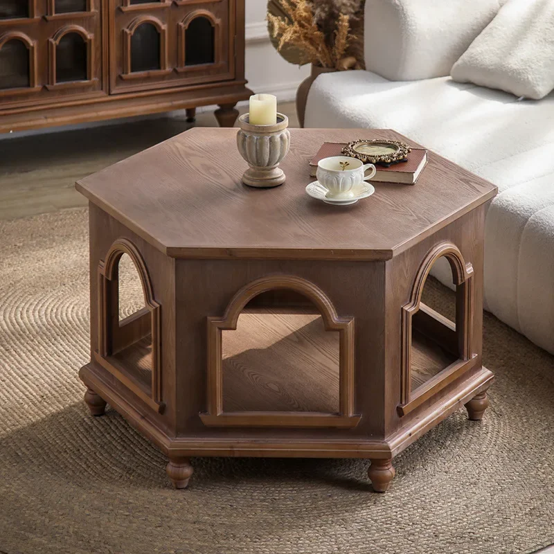 Hotel living room coffee table coffee table hexagonal bed and breakfast size side table