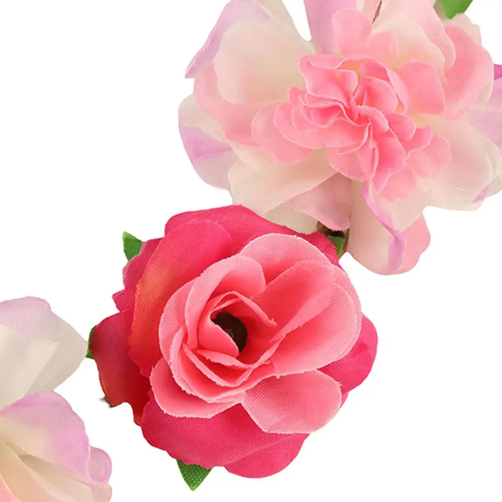 Fascia per capelli per feste di matrimonio accessori per capelli da sposa panno ghirlanda di fiori di rosa copricapo da donna fascia per capelli con corona di fiori Tiara