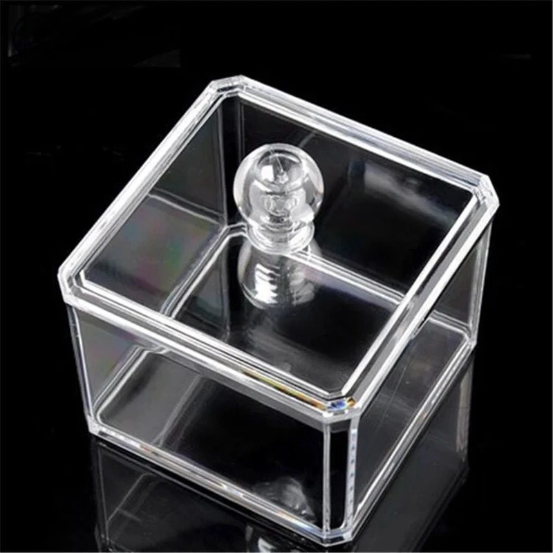 Clear Acrylic Storage Holder Box Transparent Cotton Swabs Stick Cosmetic Makeup Organizer Cotton Buds Ear Clean Tools Case