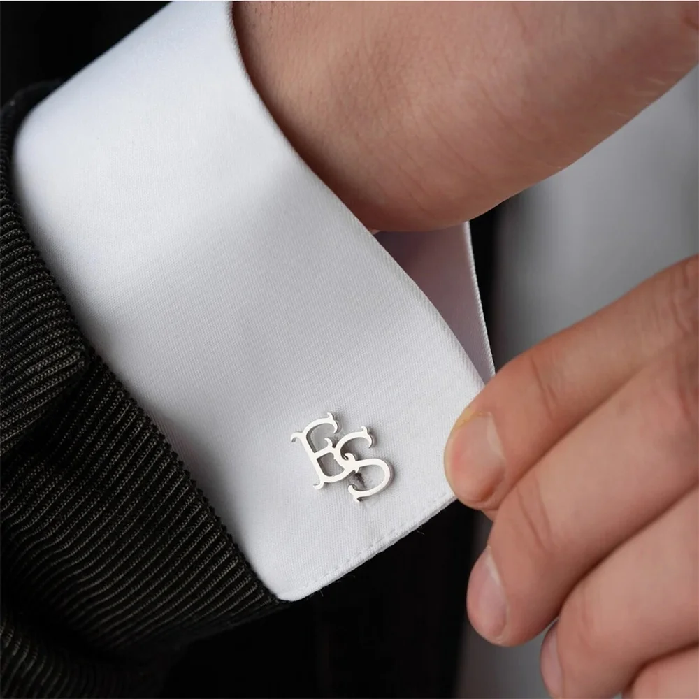 

Tangula Custom Men's Monograms Cufflinks Stainless Steel Initials Cufflinks Personalize Letter Groom Wedding Jewelry Gifts