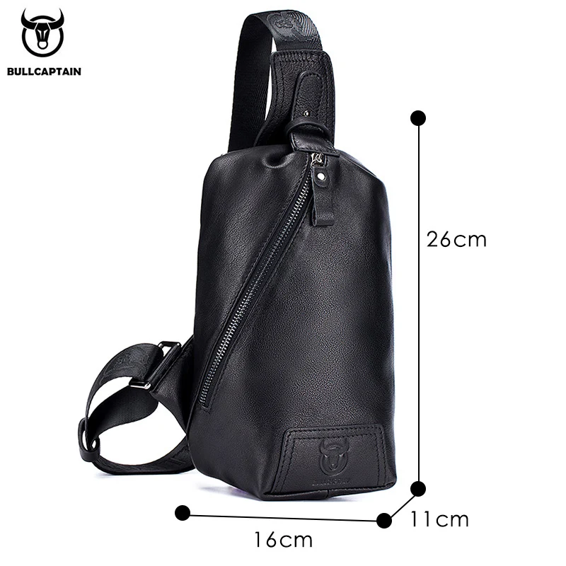 BULLCAPTAIN Chest Bag For Men Male Crossbody Bages Summer Short-Distance Chest Bag\'s Leather Bags Casual Business Chest Pack