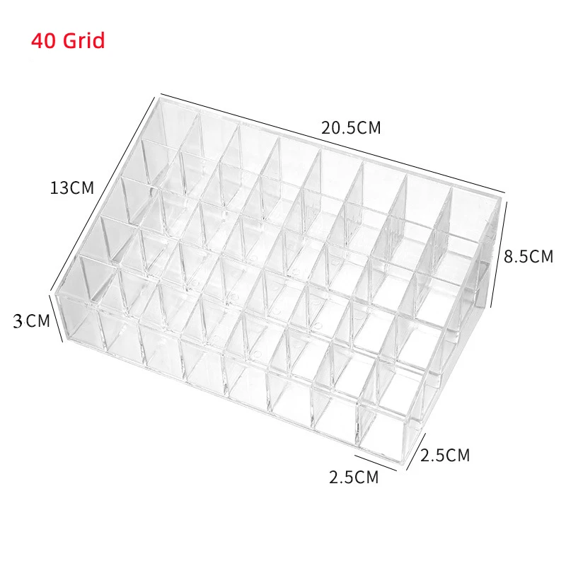 Acrylic Clear 40 Grid Lipstick Holder Stand Case Makeup Organizer Storage Box Lipstick Display Cosmetic Jewelry Organizer Box