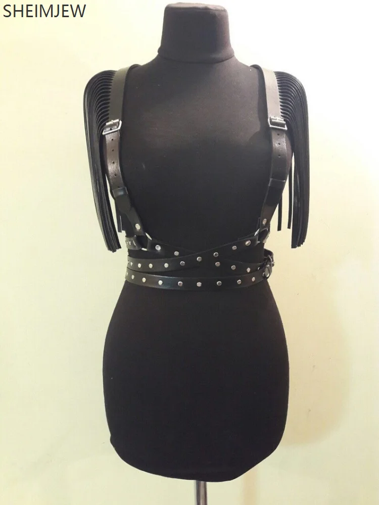 

Fashion Trend Belts Women Tassel Gothic Handmade Pu Leather Drawstring Body Restraint Belt Punk Rock Stage Accessories Y2k 2025