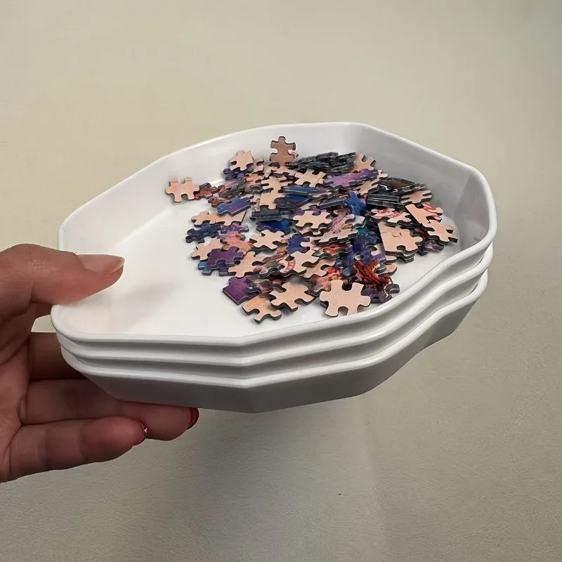

3 White puzzle Trays (15.5cm x 2.5cm, 51g) Stores 500+ Pieces - Perfect Sorting Set for Adults Sturdy and Long-Lasting