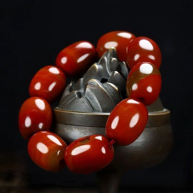 

Новый браслет из красного агата Xuanhua Warring States, мужской и женский браслет из агата с бусинами из красного агата