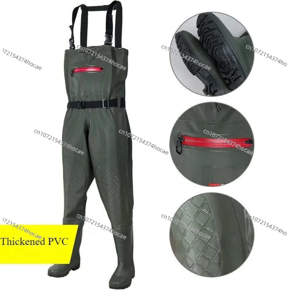 Waterproof nylon material waterproof pants set - one-piece pants with boots style, suitable for use in seafood markets