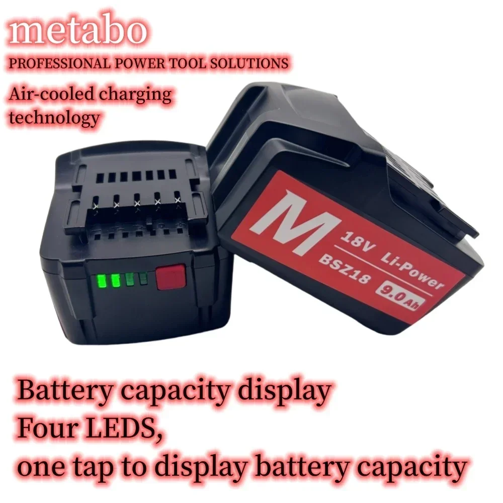 18V 6Ah 9Ah lithium battery, suitable for Metabo cordless power tools, drill bits, drivers, waterproof hammers, Asc30 Asc55