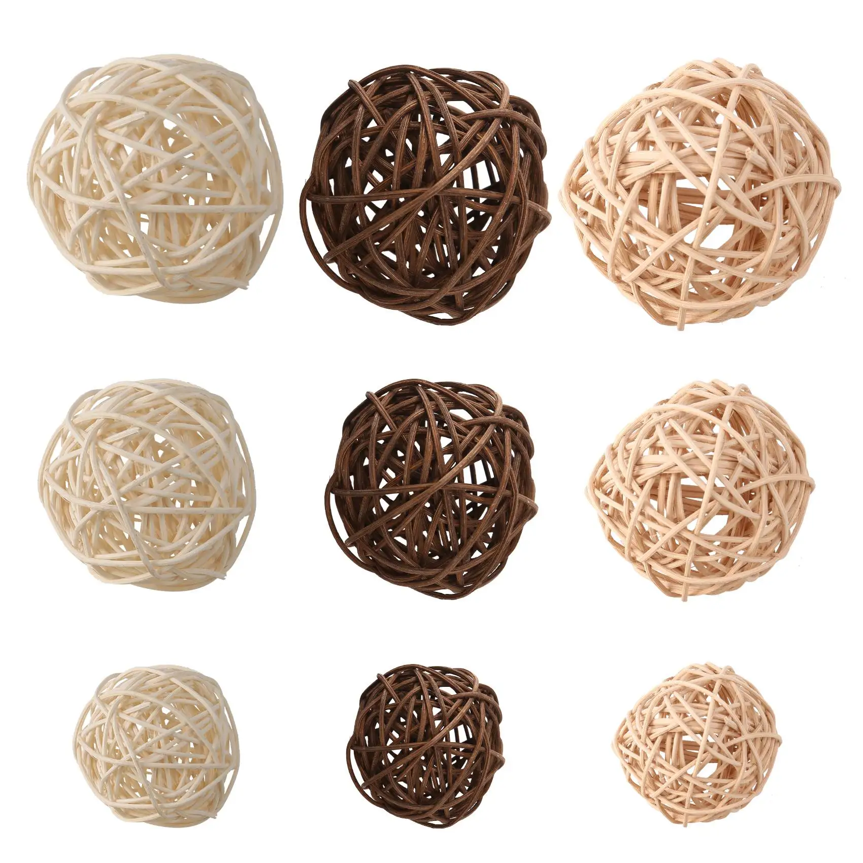 

21 Pcs/Lot Mixed 3 Colors Rattan Balls Vase Fillers for Wedding Christmas Decoration, Assorted Three Size(3cm/5cm/7cm)