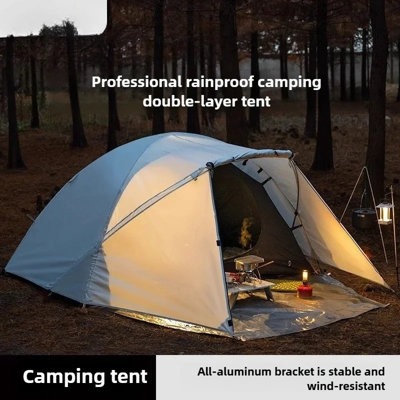 Tent Outdoor Camping Hiking Overnight Rainproof Windproof Double Layer Professional Mountaineering Camping Portable