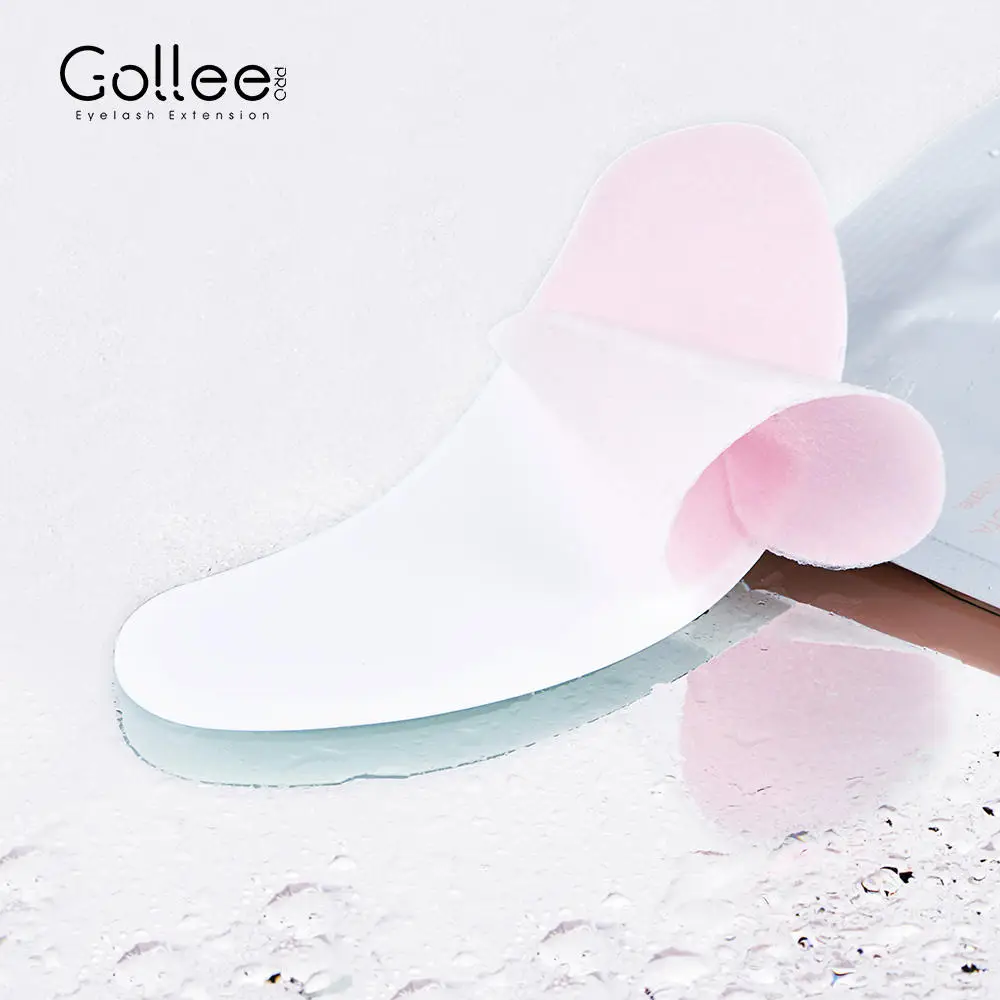 Gollee Pink Collagen Private Logo Eyelash Extension Patch Silicone Under Gel Gollee Eye Pads Eyepads For Eyelash Extensions Pads