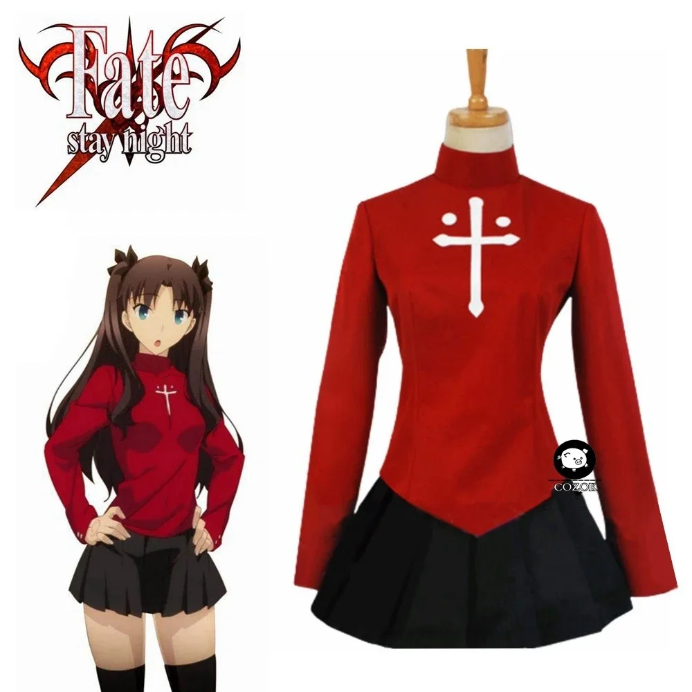 

Костюм для косплея из аниме «Fate Stay Night Rin Tohsaka», красный костюм с топом и юбкой, костюм для косплея на Хэллоуин