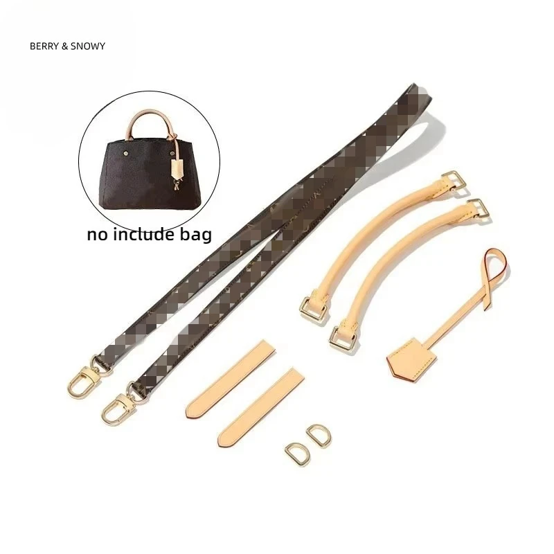 

Berry&Snowy Women Custom Genuine Vachetta Leather Set Replacement for Montaigne BB Bag Luxury Shoulder Handbag Chain Straps