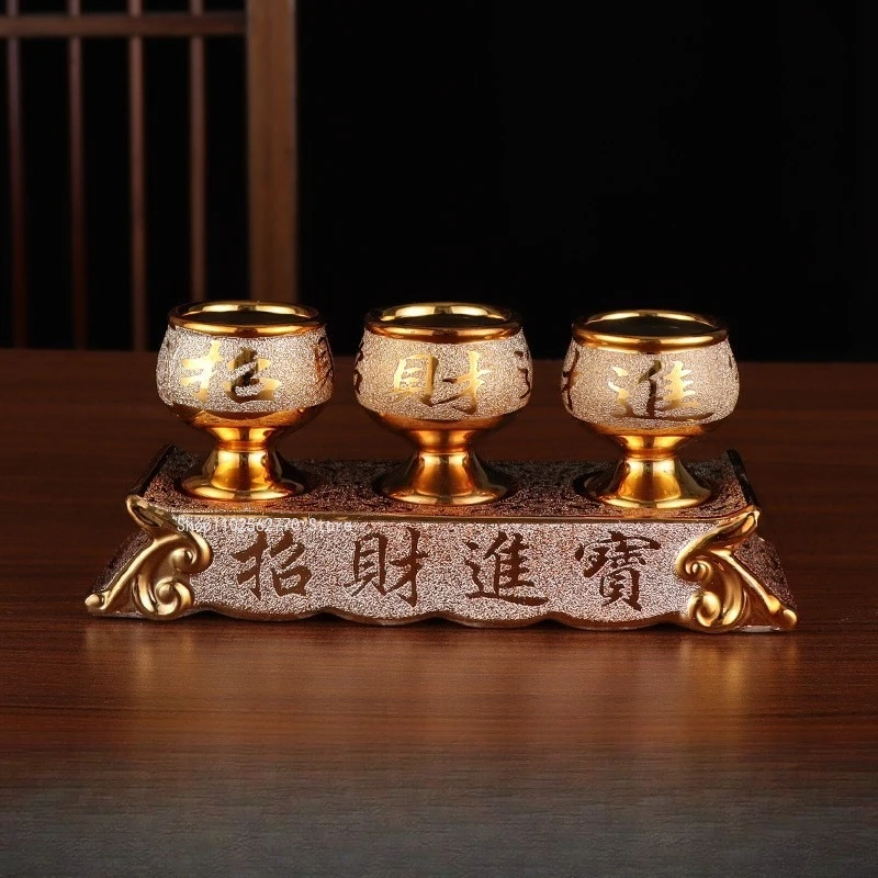 Ceramic Gold-sanded Wine Cup Candle Stand Homemade Butter Lamp Candle Cup Worshiping The Buddha Offering Decoration Supplies