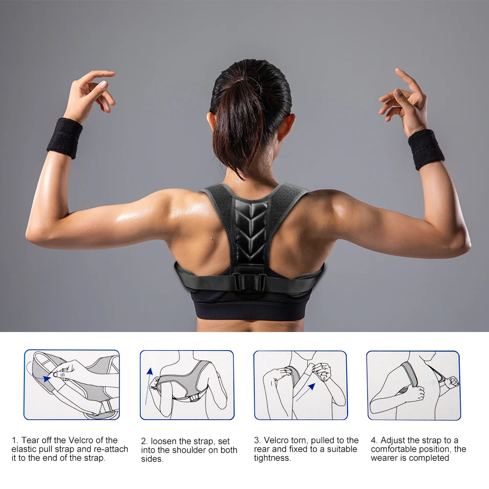 Adjustable Back Posture Corrector Body Shape Clavicle Spine Back Support Belt Posture Correction for Men Women Humpback