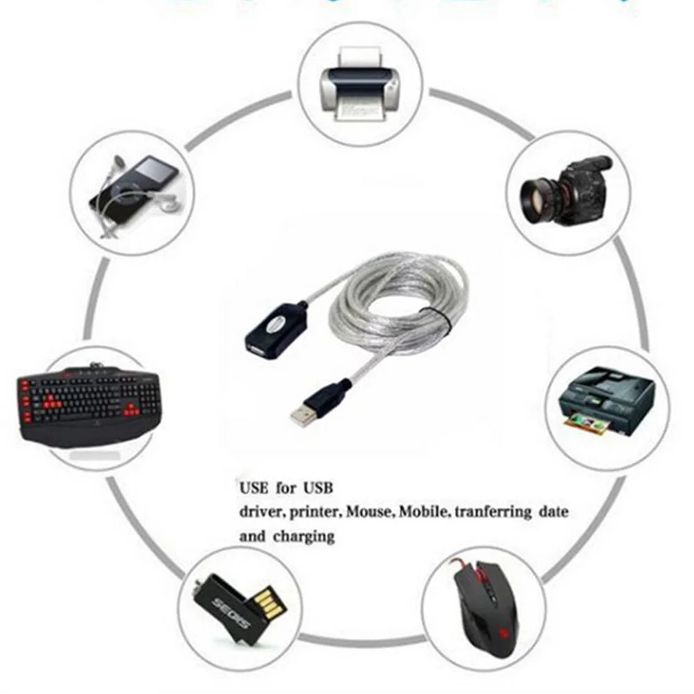 สายต่อ USB 2.0 ความยาว 5 เมตร แบบตัวผู้ไปตัวเมีย รองรับการซิงค์ข้อมูลความเร็วสูง สำหรับแฟลชไดรฟ์ เครื่องอ่านการ์ด และสายรีพีทเตอร์ USB