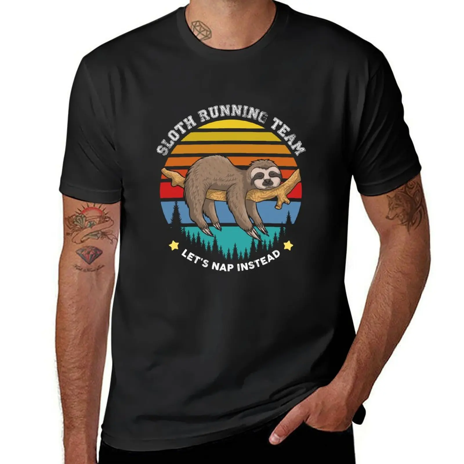 sloth let's nap instead running team - vintage gift idea T-Shirt oversizeds vintage Men's t-shirts