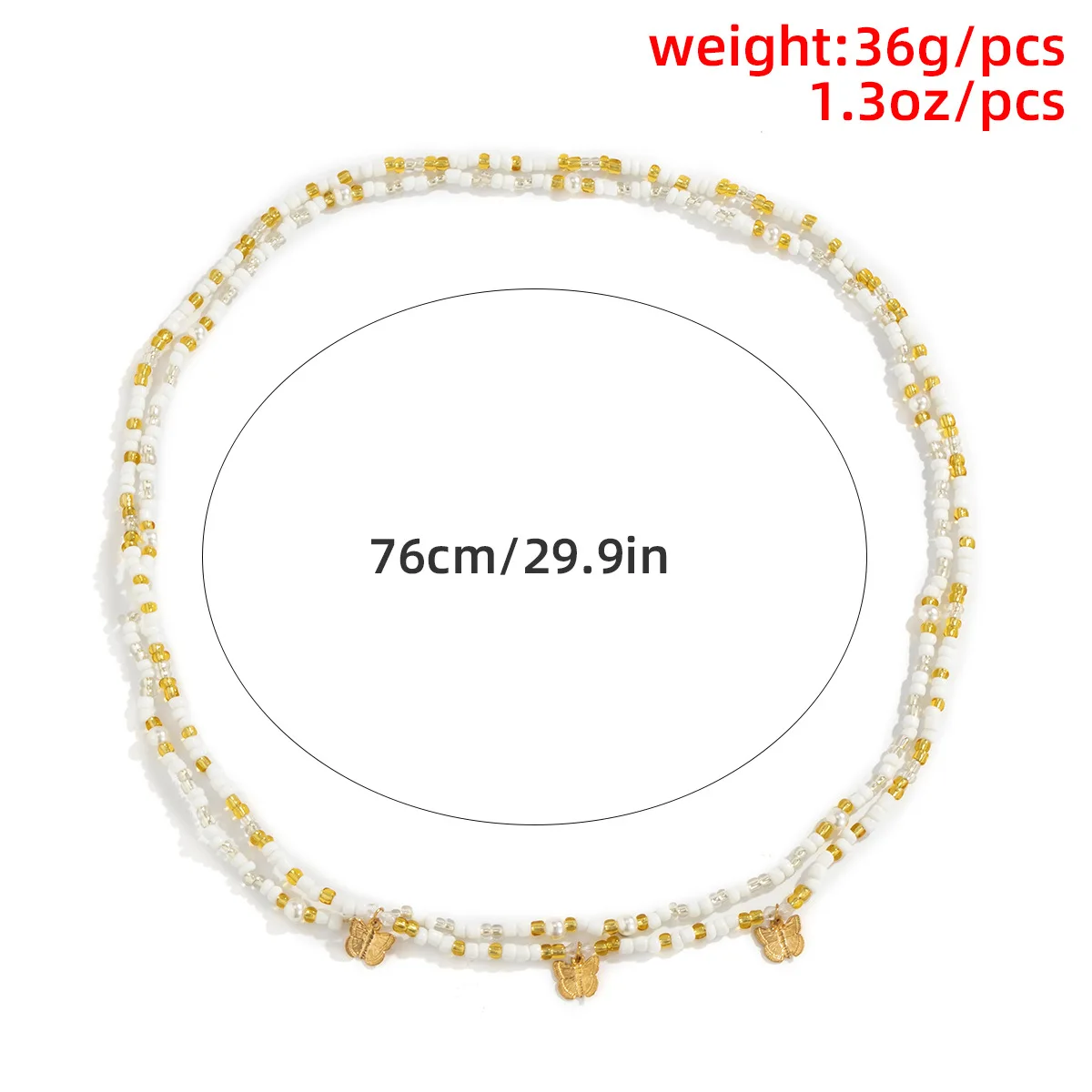 Off-white Rice Beads Butterfly Tassel Fine Belly Chain Waist Women's Body Chain 2026 Trend Party Sexy Elastic Bead String Jewelr