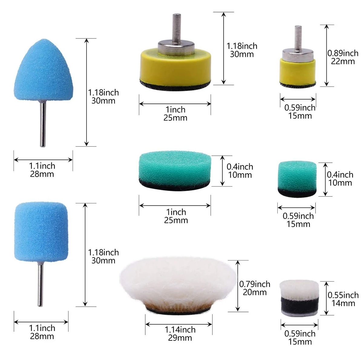 SPTA 16Pcs Mini Polishing Sponge Detailing Buffering Kit for Rotary Tools Cordless Electric Drill Polisher Car Accessories