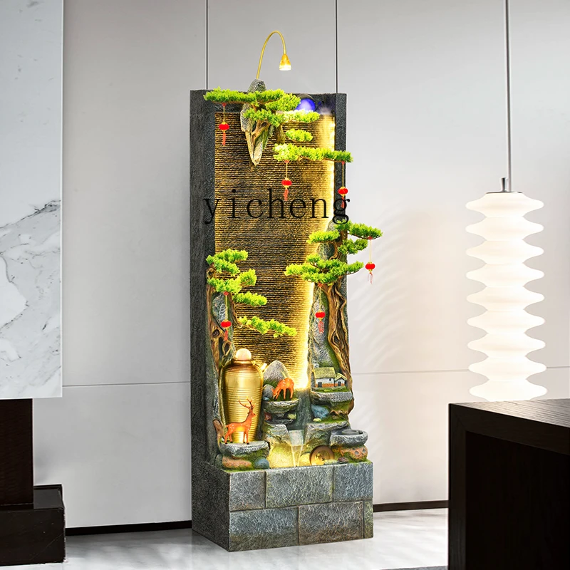 BJ  Large Floor Rockery Chinese Water Curtain Wall Loop  Fountain