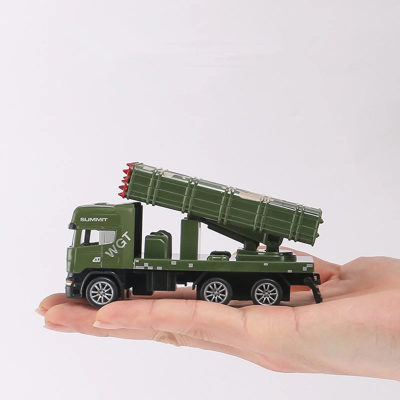 Modelo de coche extraíble de aleación para niños, simulación de Mini camiones del ejército, vehículo de transporte de cohete de inercia, juguete para regalo de cumpleaños, 1:64