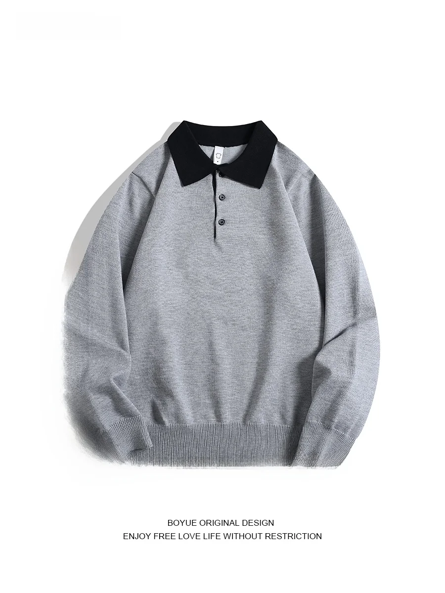 

Boyue Casual Long Sve Knitted Sweater Commute Inner Wear Comfortable ex Knitwear Contrast Color Collar Design Polyeste...