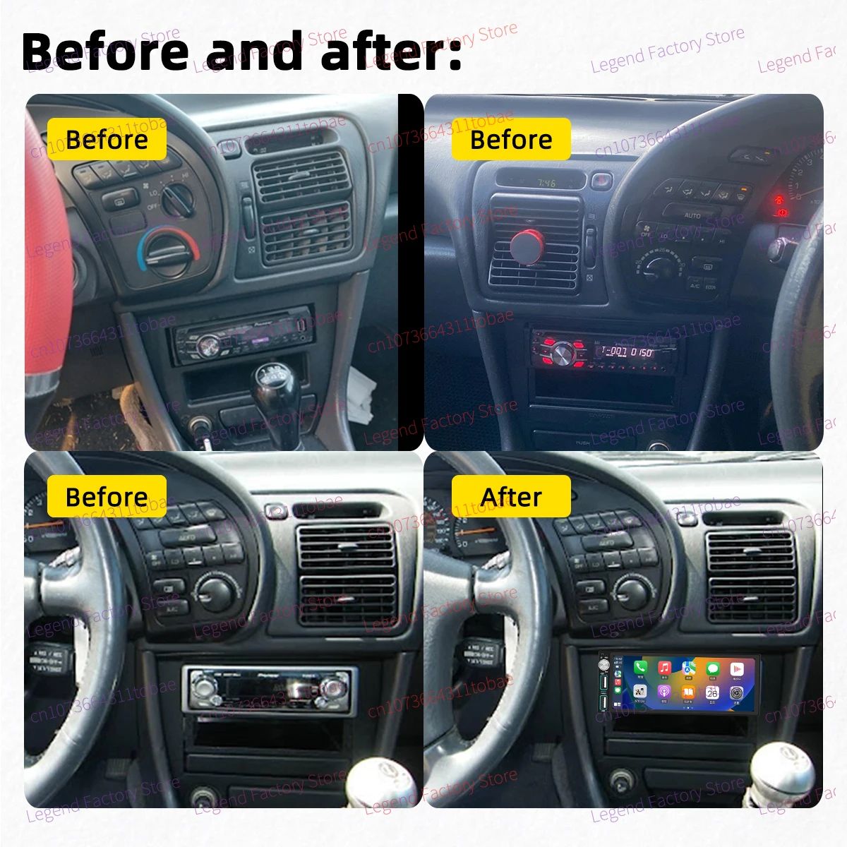 Carplay 1 Din Radio Android Car Multimedia for Toyota Celica 1990-1993 6.86