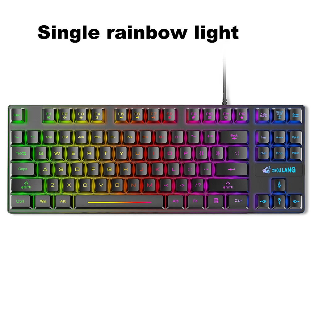 Wired Backlit Keyboard Universal 87-Key Mechanical Keyboards Ergonomic Spill Resistance Computer Birthday Electronics