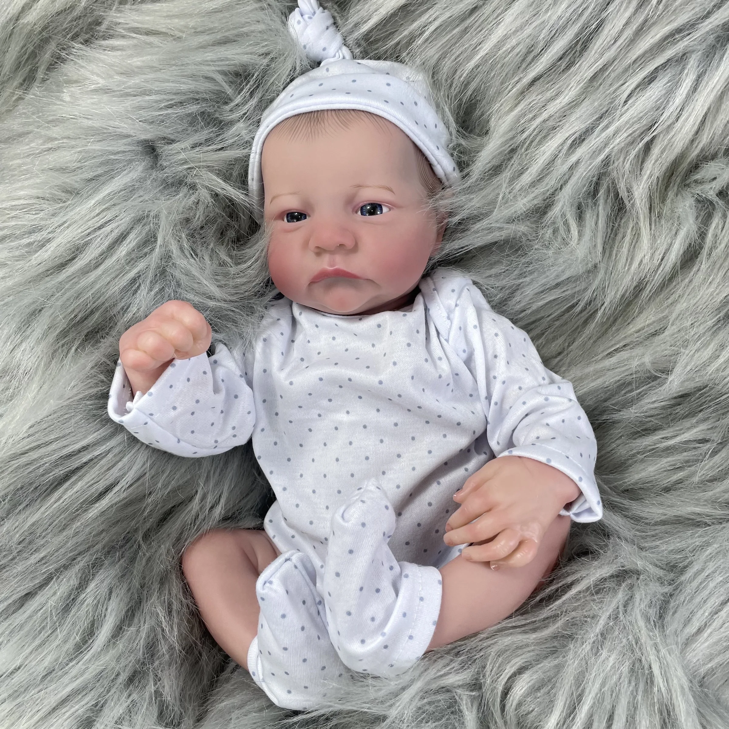 45CM Soft Cloth Body Or Full Body Vinyl Reborn Levi Awake Doll Premie Doll 3D Skin Tone with Veins Doll