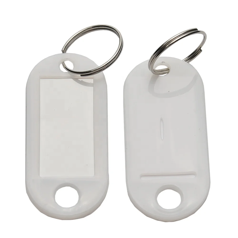 Custom Logo Keychain Secure Plastic Key labels Car Name ID Tag Plates Key Chain Label Name Luggage Plastic Key White Tags