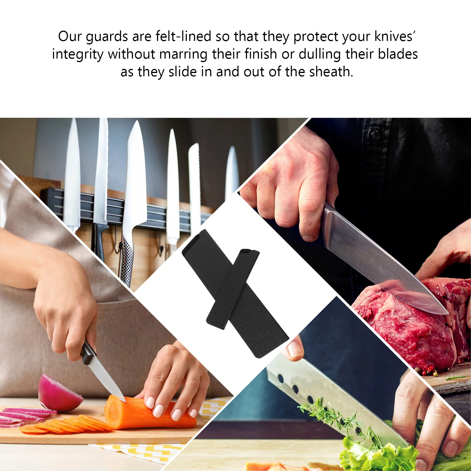 2Pcs Chef Knife Sheath Set Felt Lined Protector for 8-Inch 35-5-Inch Knives Easy Slide No Abrasion Guard Guard Set