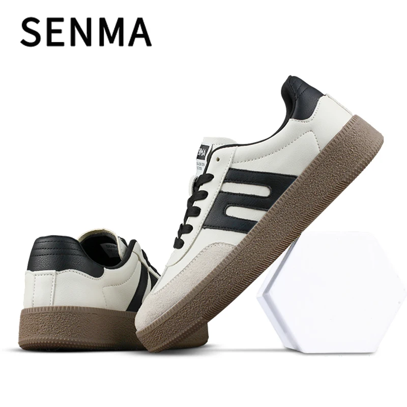 Sepatu Sneakers Kasual SENMA untuk Wanita dan Pria, Sol Tebal Retro, Model Low Top, Sepatu Tenis, Tali, Nyaman untuk Berjalan