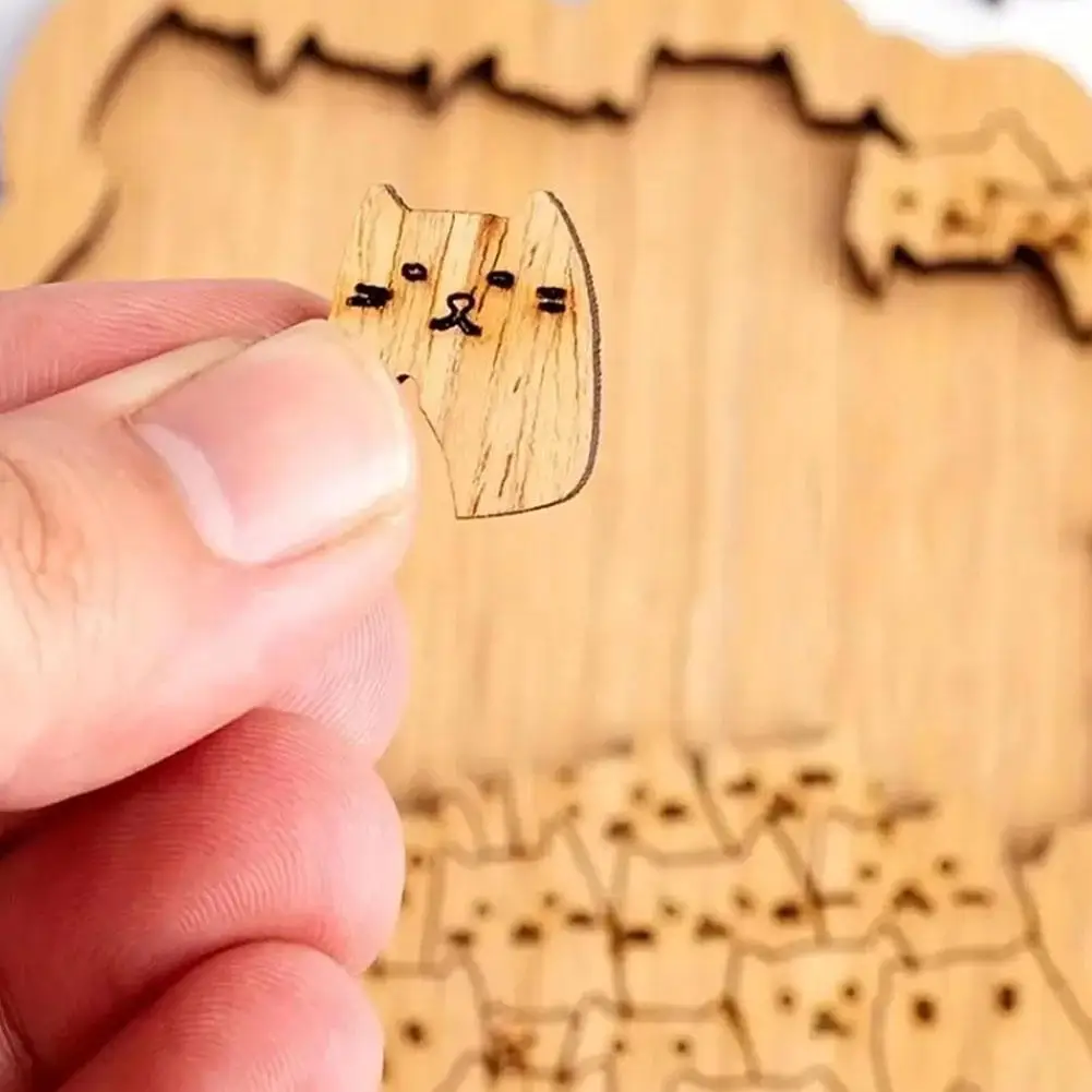 لطيف مائة القط خشبية بازل قطع لعبة تعليمية للبالغين والأطفال، فريدة من نوعها تحدي متعة لعبة هدية لمحبي القطط N4G0 #1