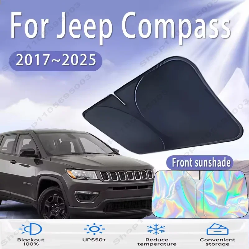 

For Jeep Compass 2017~2025 Car Sun Viso Front Window Windshield Sunshade Heat Insulation Summer Sun UV Protection Auto Parts