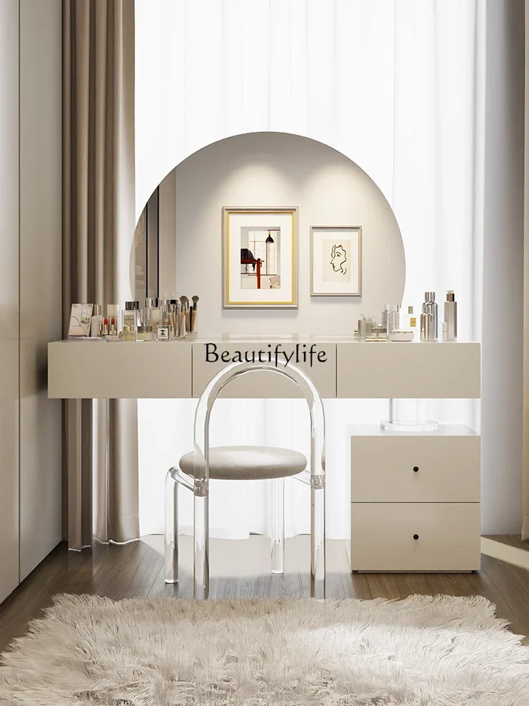 Minimalist Chest of Drawers Cream Style Dressing Table Storage Cabinet Integrated Acrylic Makeup Table