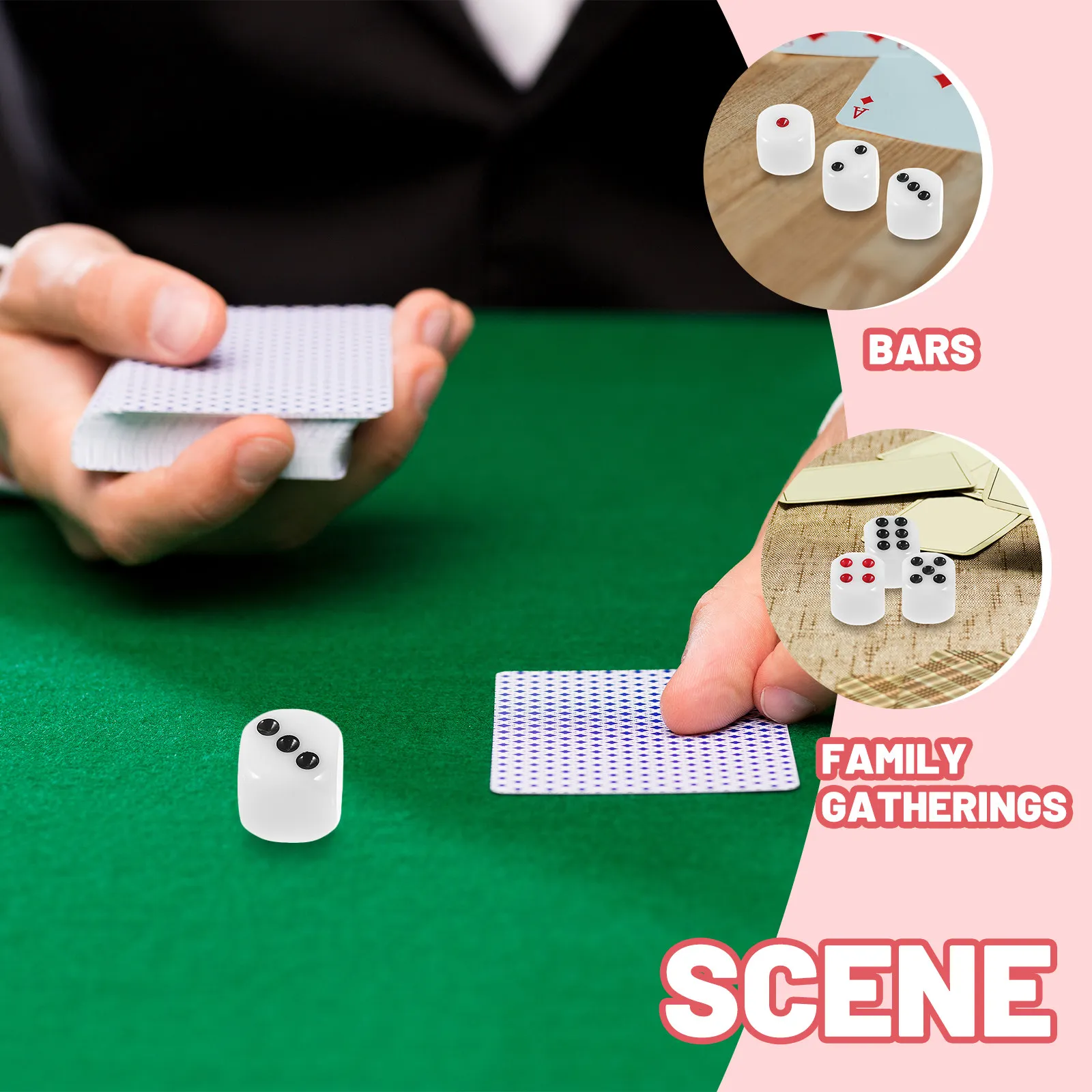6pcs Resin Single-Sided Party Favors Board Tool Portable Entertainment Props Set Large Dices Party Accessories
