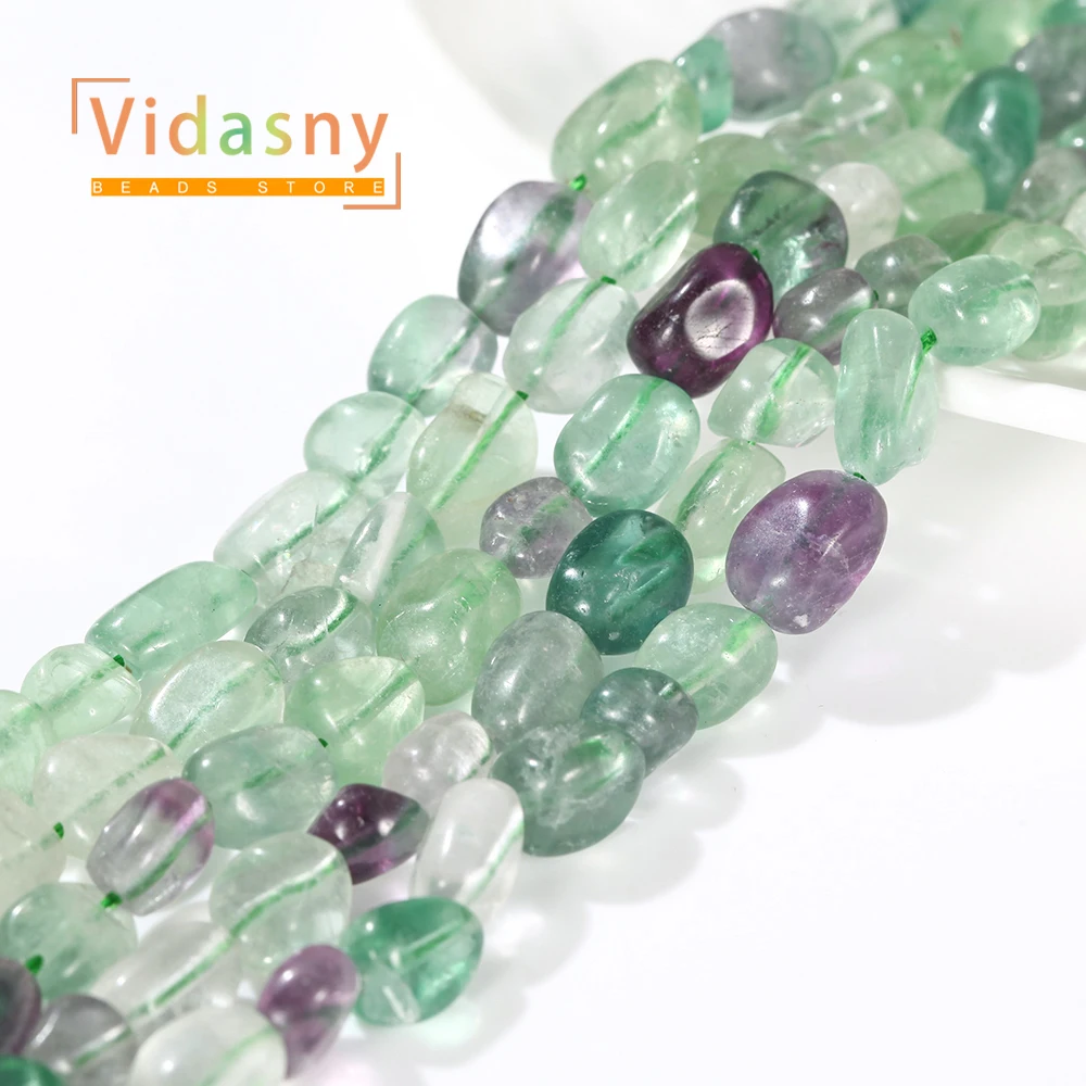 8-10mm Naturstein Grüner Fluorit Unregelmäßige Ovale Lose Perlen für Schmuckherstellung Handgefertigte DIY Armbänder Zubehör – Detail 6