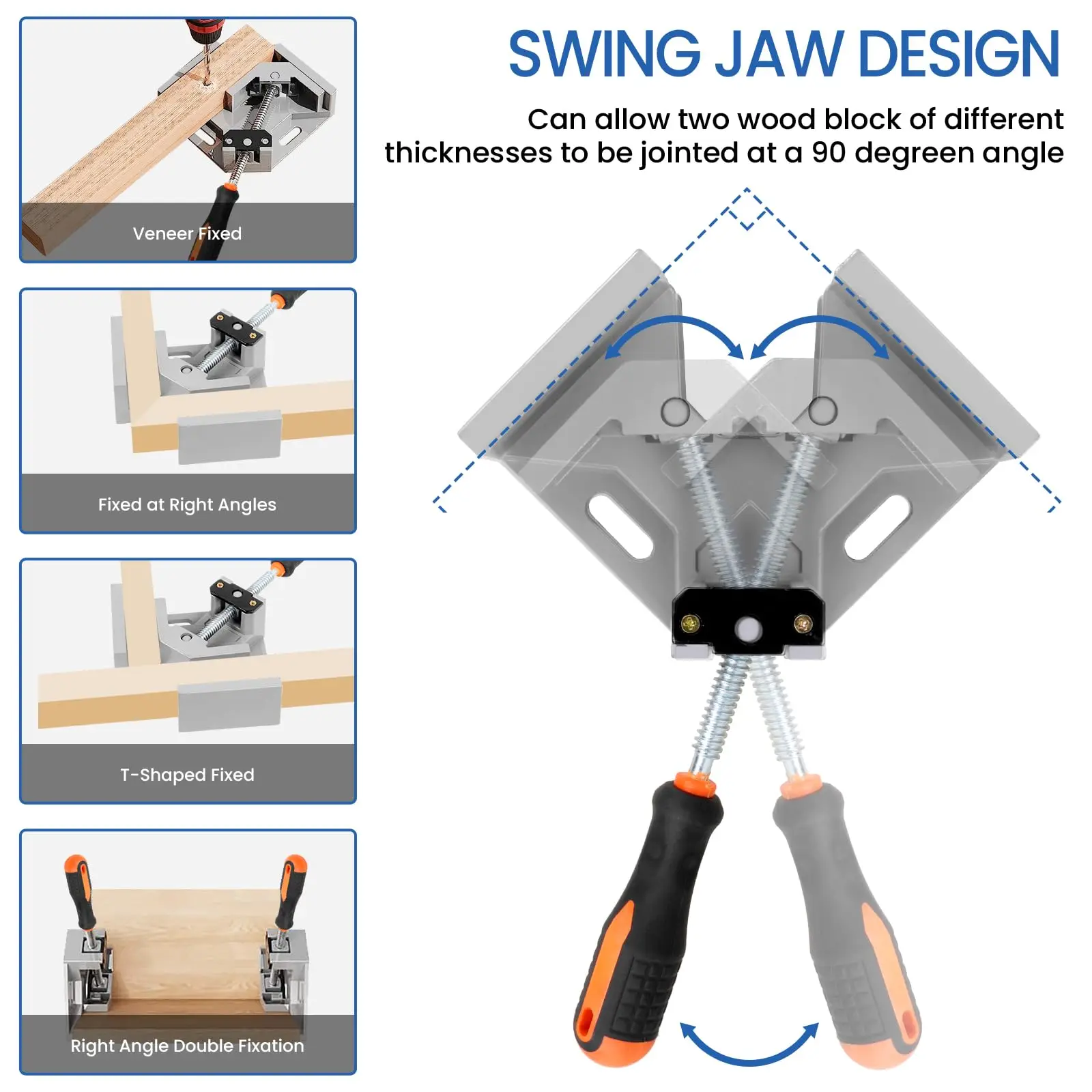 مشبك متعدد الوظائف بزاوية 90 درجة - أداة زاوية قائمة من الألومنيوم للاستخدام بنفسك وأشغال المعادن، مشبك ضغط سهل #2