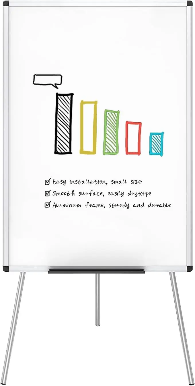 Portable Dry Erase Board, 36x24 Inches, Adjustable Height for School Office Home