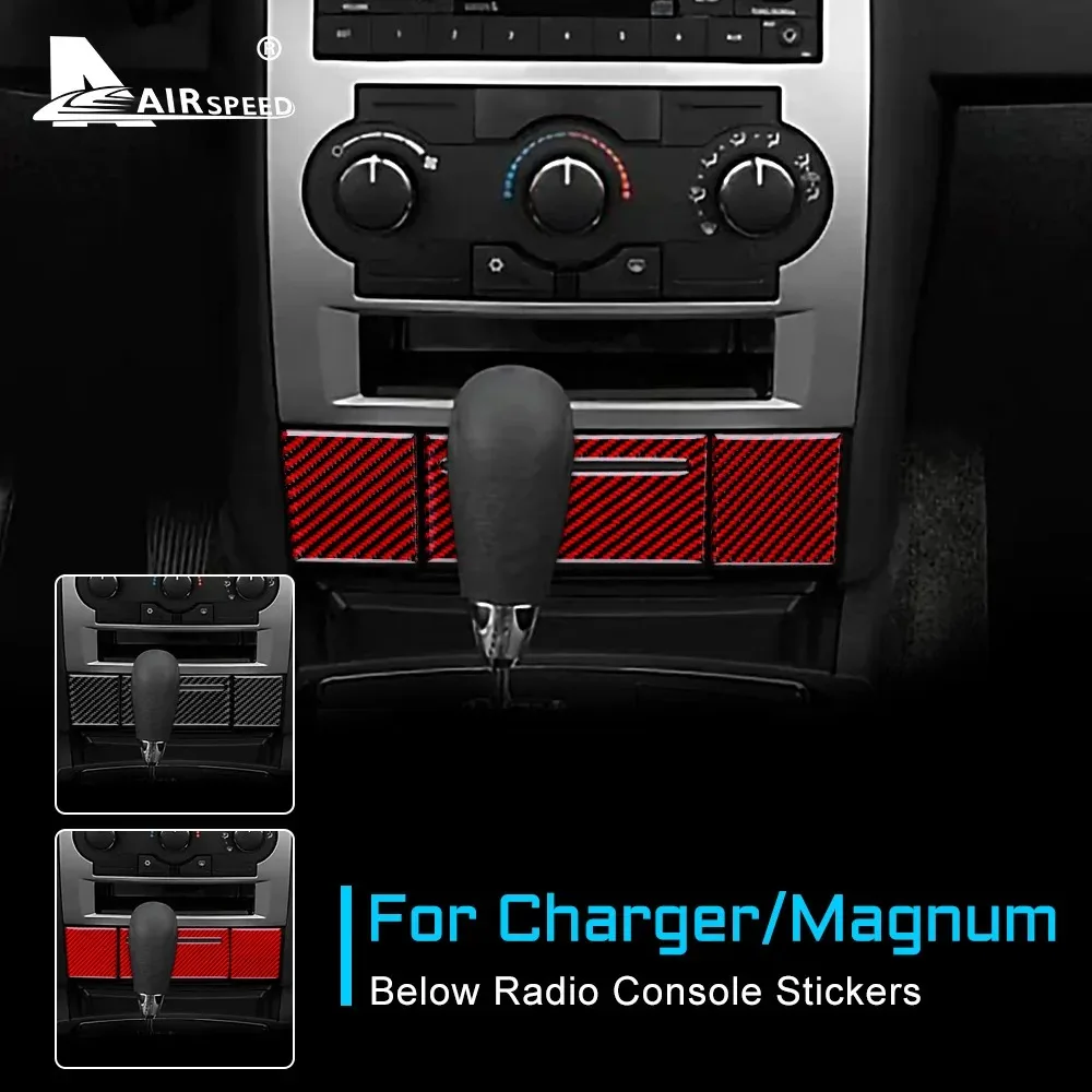 Carbon Fiber Accessories Interior Trim Car Center Console Below Radio AC Panel Sticker For Dodge Magnum Charger 2008 2009 2010