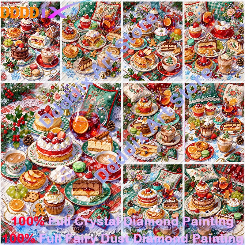 Christmas Dessert Diamond Art 100% Full Fairy Dust Crystal Resin Square 5D Cross Stitch Embroidery Kit Home Deco DIY New Arrival