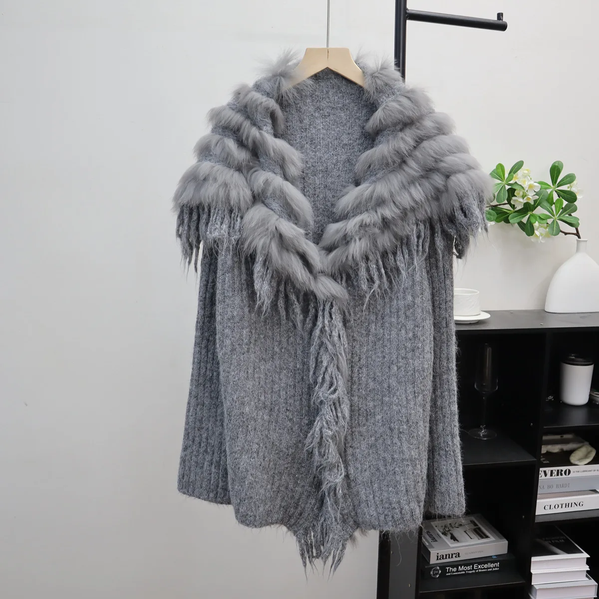 

Knitted Cardigan Sweaters Women Spliced Mid Length Jumpers Tassel Turn Down Collar Long Sleeves Loose Casual 2025 Autumn Winter