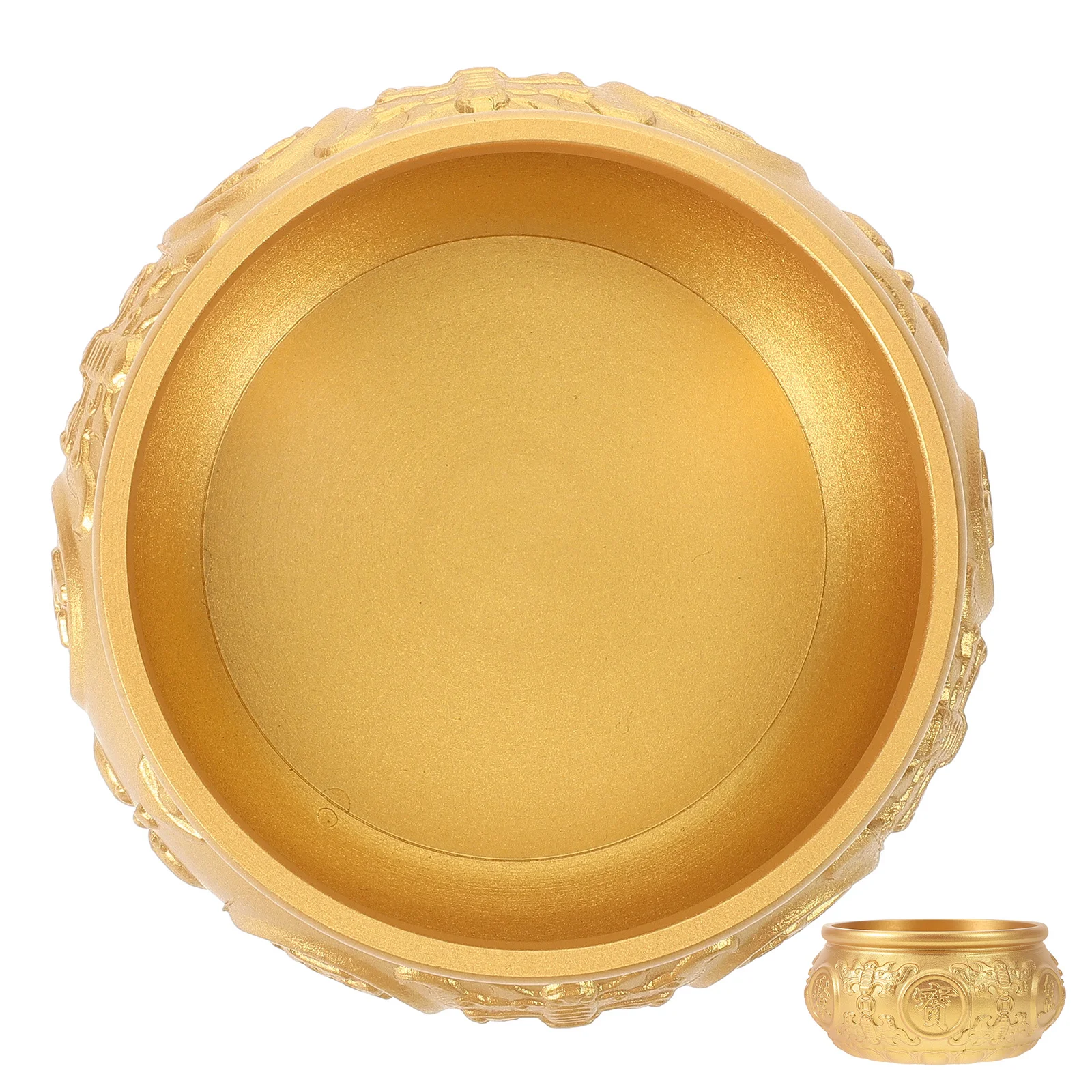 

Copper Treasure Bowl Vintage Metal Wealth Basin Chinese Lucky Bowl Tabletop Decoration Desktop Adornment Home Office Decor