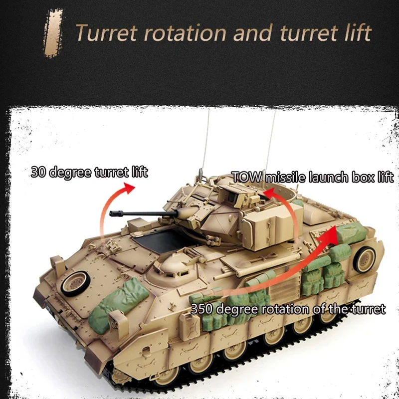 Tongde 1:16 USA M2A2 Bradley RC Battle TANK อินฟราเรด Battle ระบบจําลองเสียงไฟฟ้าถังของเล่นกลางแจ้ง