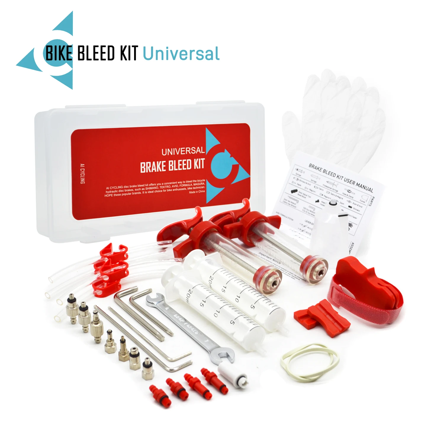 Universal Bike Bleed Kit with Funnel for Hydraulic Disc Brakes Compatible Tool for Shimano Magura Avid SRAM Hayes Nutt Zoom