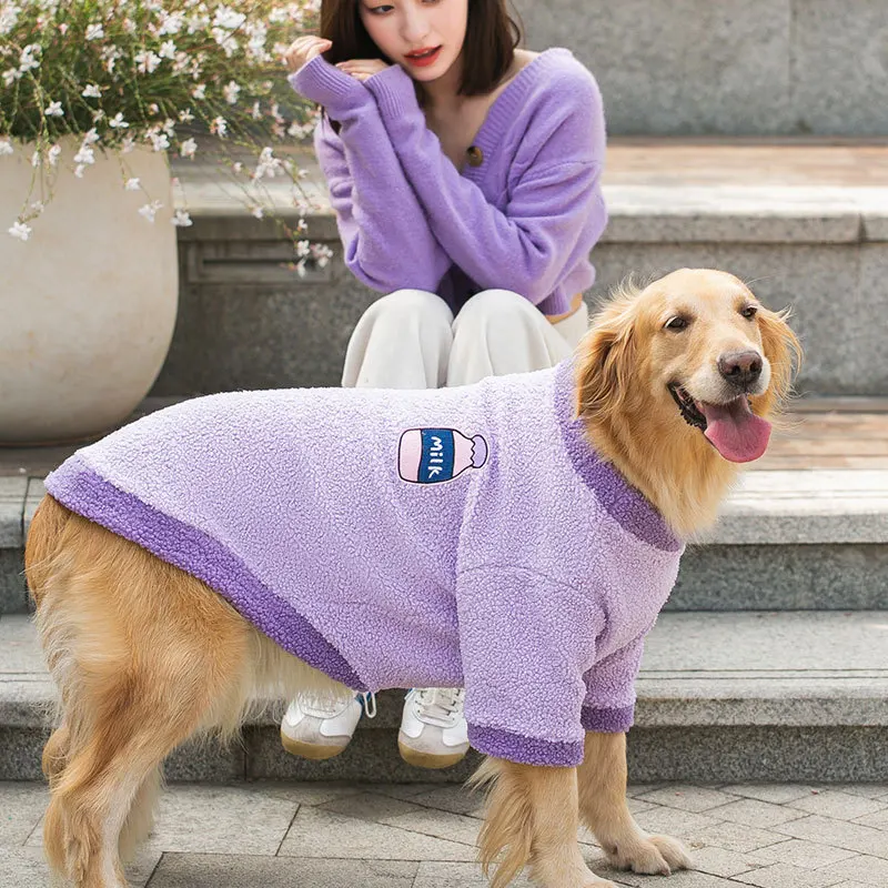 Dog Soft Clothes Purple Coat Jerseys Shirt Sweater Fleece Big Polar Knit Winter For Jumpsuit Labrador Spring Dachshund Jacket