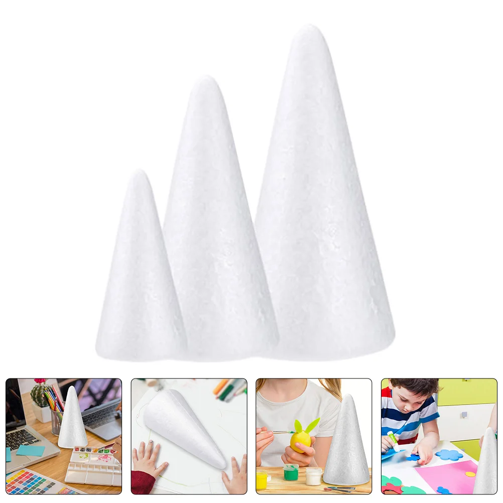 12 Pcs Children's Handmade Decoration White Tree Cone Christmas Foam Polystyrene Home Cones Shaped Crafting Blank